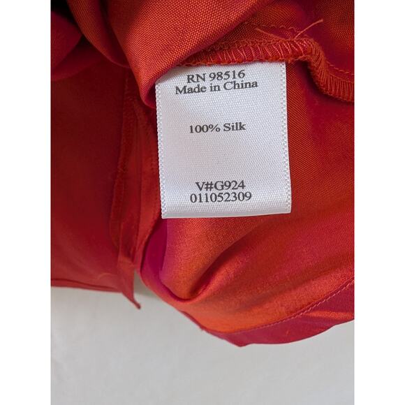 Coldwater Creek Womens Iridescent Orange Silk Wrap Blouse Size M Sleeveless - Picture 6 of 10